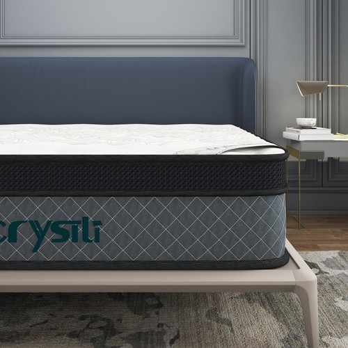 Crystli Memory Foam Coil Spring Hybrid Mattress 8" 10" Twin 