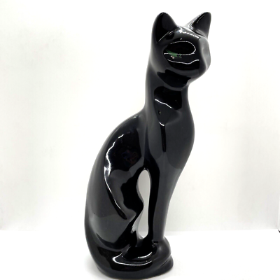 Large Big Tall Black Moggy Cat Ceramic Ornament Figurine Collectable