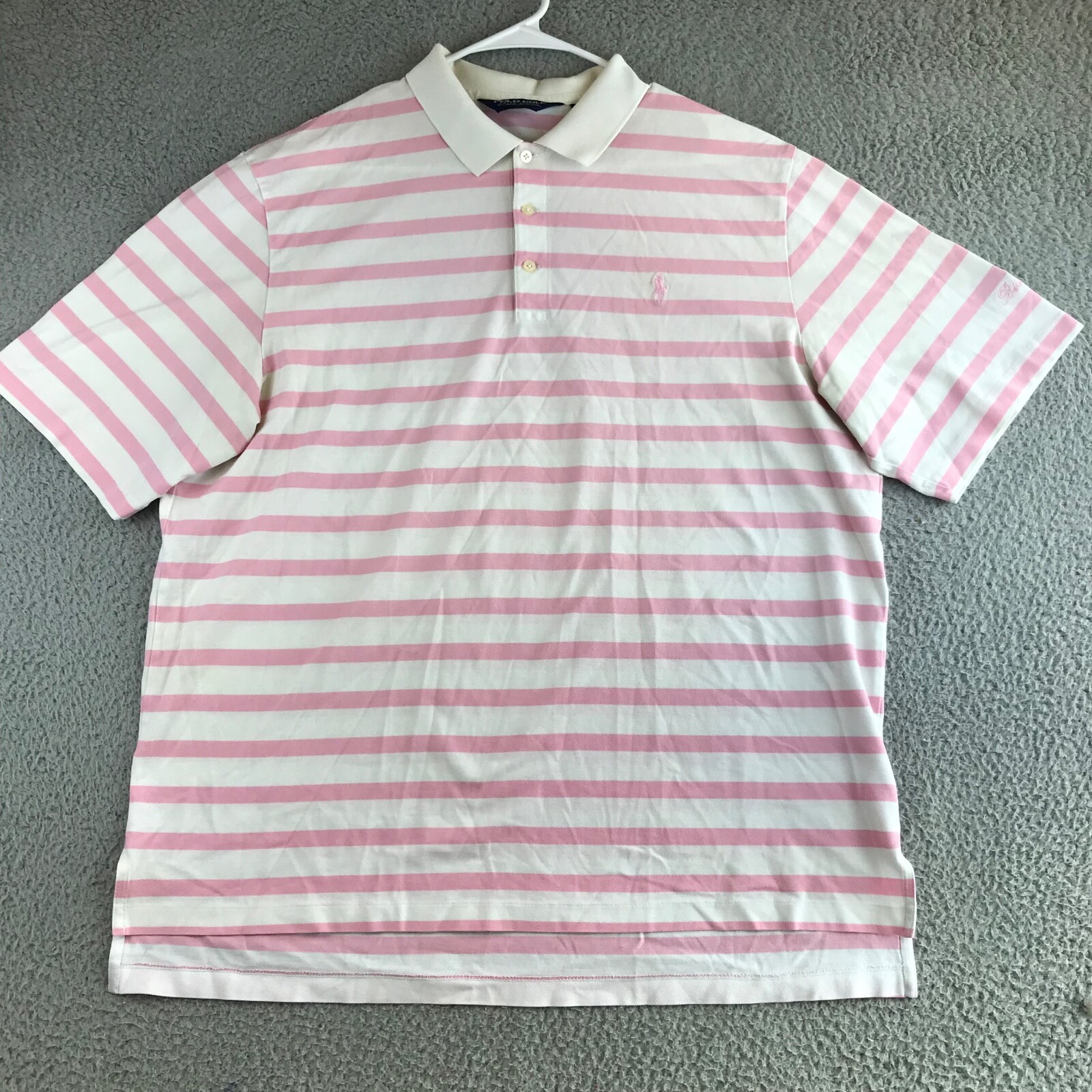 Polo Golf Ralph Lauren Shirt Mens XL Pink Striped Short