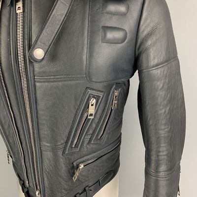 BURBERRY PRORSUM FW 2010 Size 38 Blue Black Lamb Leather Shearling