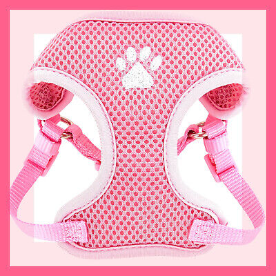 Top Paw Baby Pink Padded Comfort Mesh Paw Print Dog Harness XS