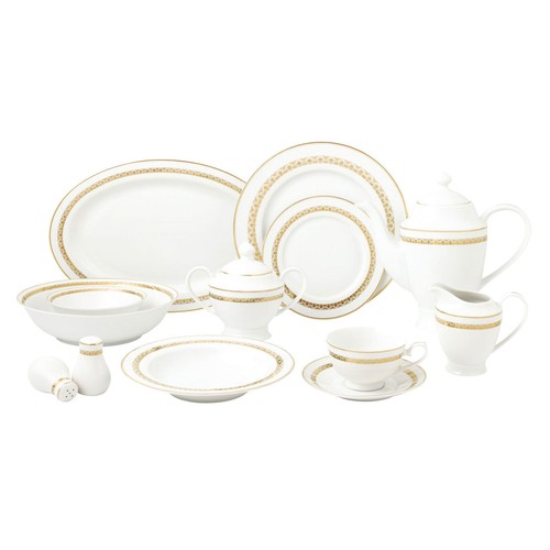　Bone China Elegant 57 Pieces Bone China Dinnerware Set Service for 8