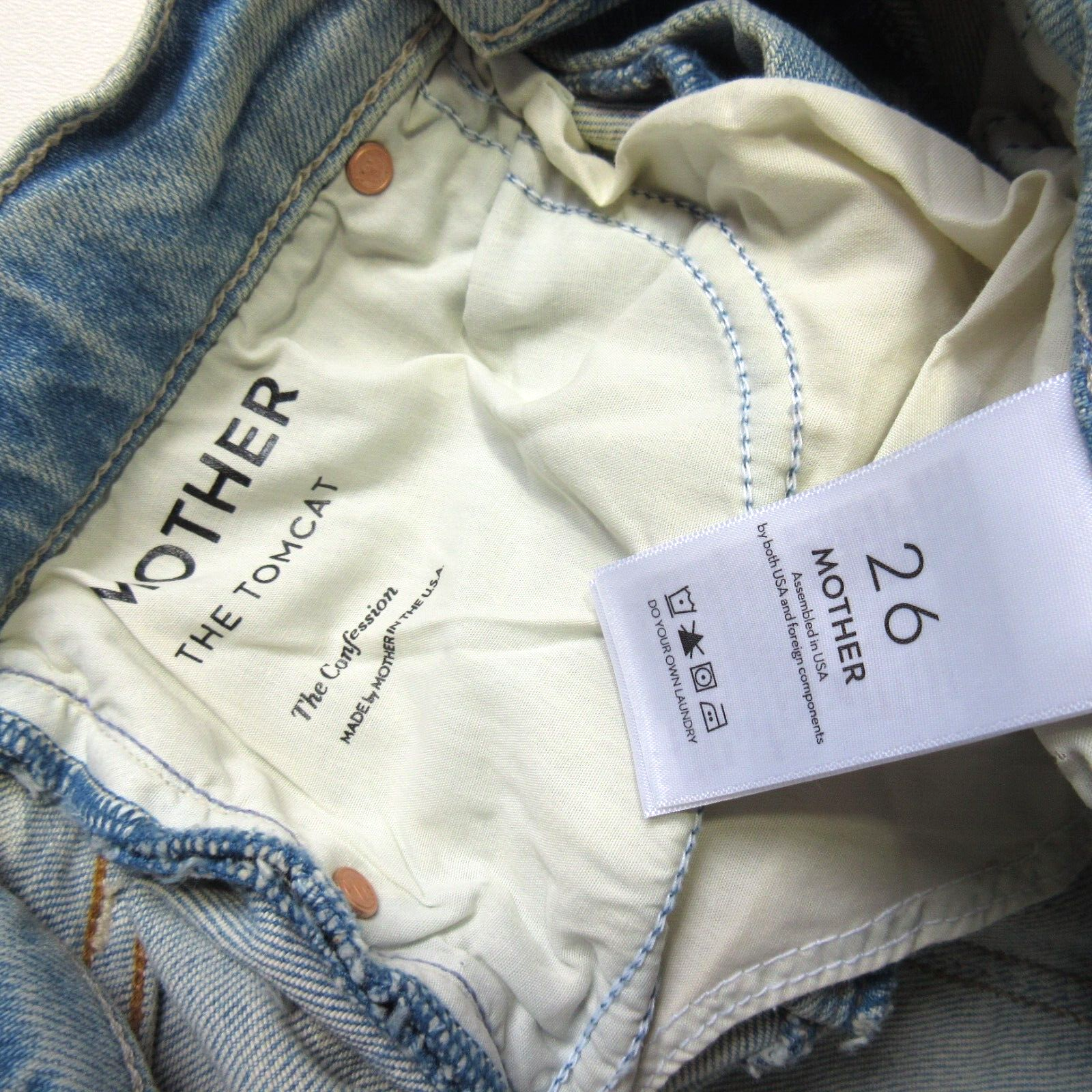 Pre-owned Mother Superior Tomcat In The Confession High Rise Destroyed Jeans 26 In Blue