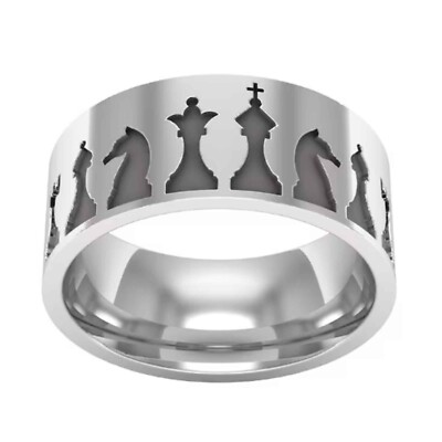 Chess Band 925 Sterling Silver Ring Wedding Handmade Chemistry Pieces jewelry