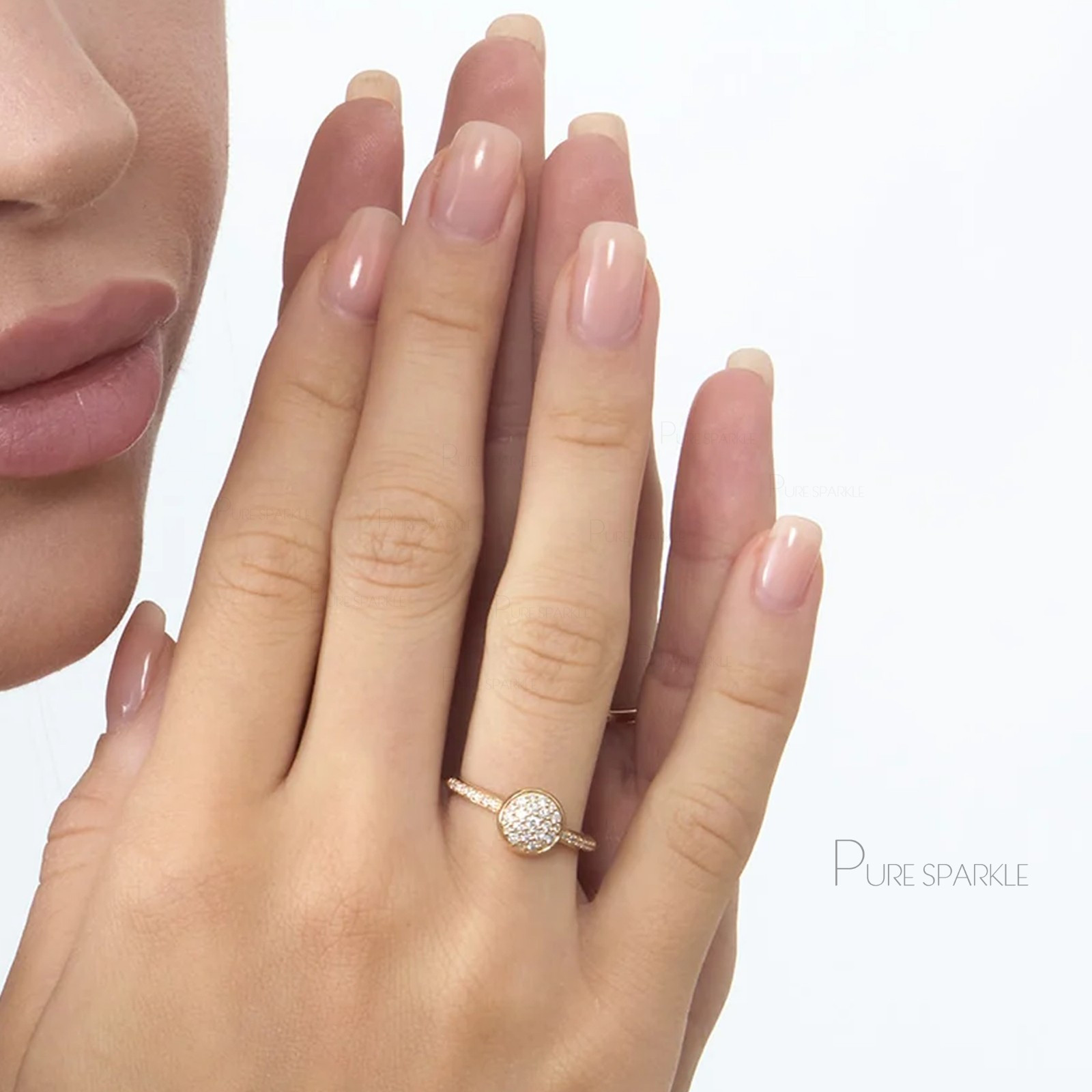 14k Gold Lab-Created Diamond Circle Engagement Ring - Gift for Her