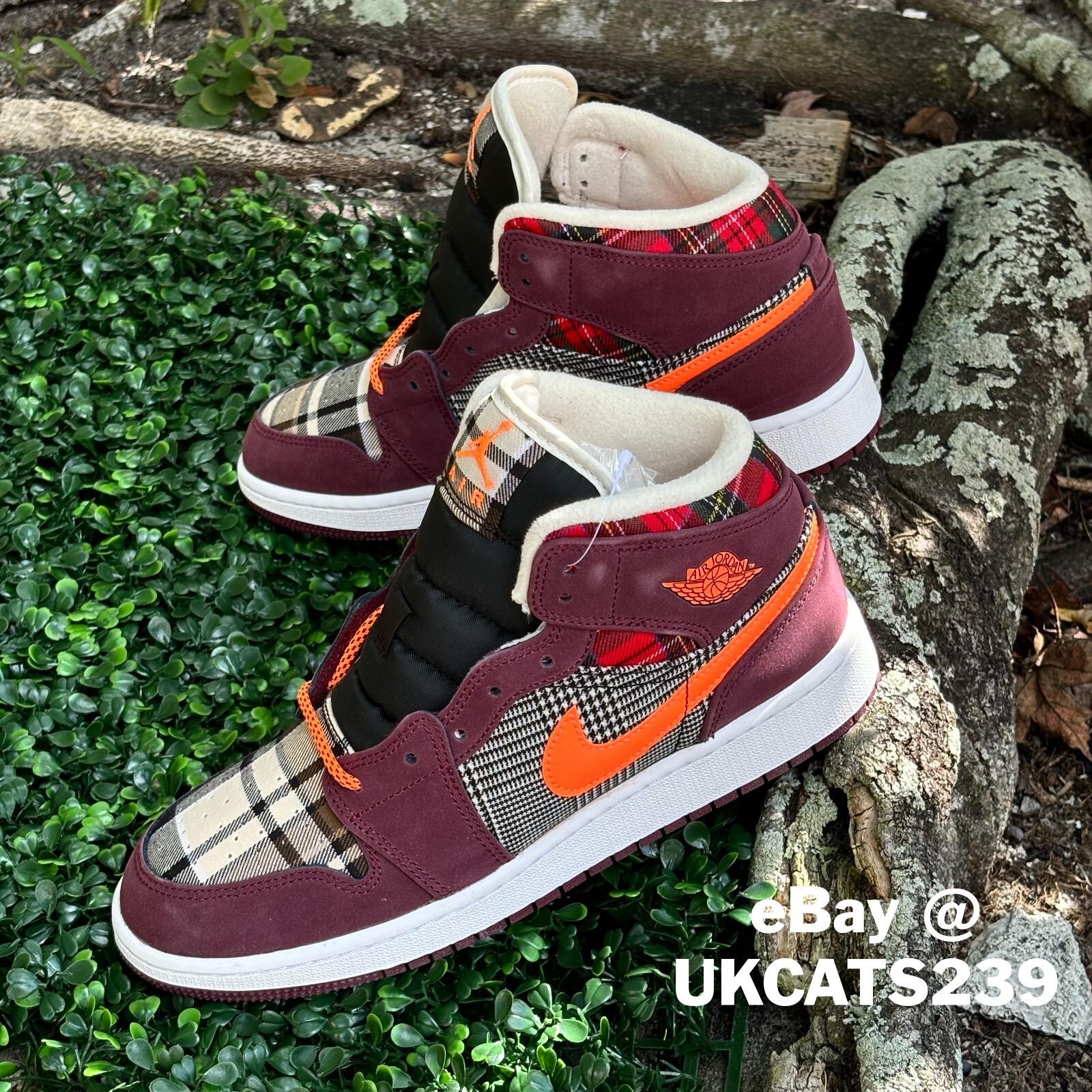 air jordan mid white plaid