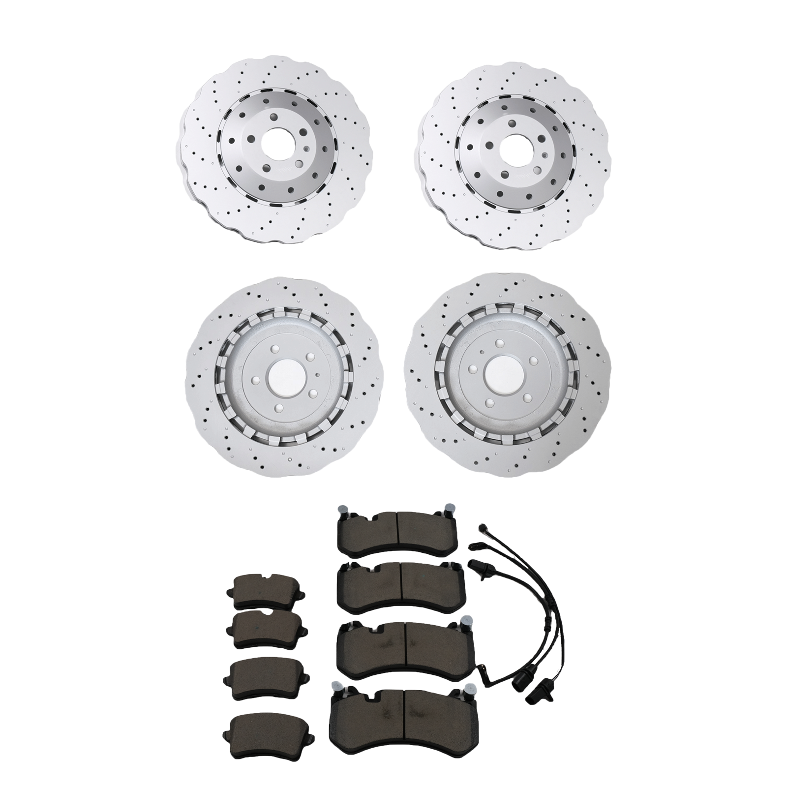 FOR Audi RS7 2013-18 front wavy drilled brake disc+auxiliary front brake pad