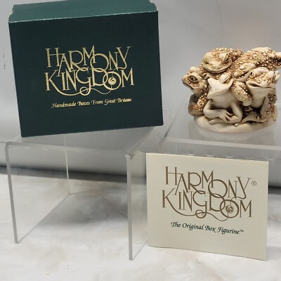 1995 Harmony Kingdom ''Puddle Huddle'' Toads  Trinket Box Great Britain 