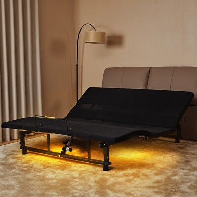 Adjustable Bed Base King Size with Incline, USB, Nightlight, Remote Control