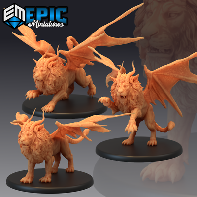 MANTICORE,  Dungeons and Dragons Miniatures, Fantasy D&D Beast, Epic Miniatures