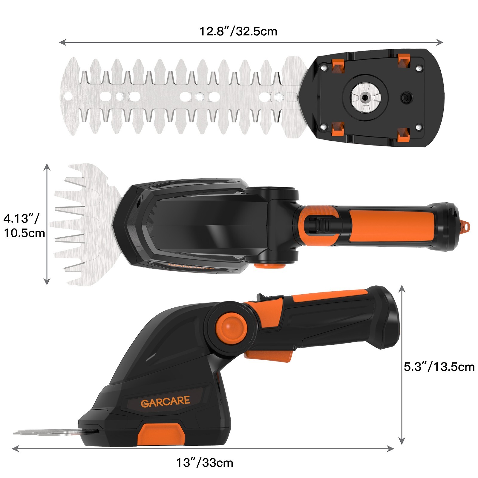 GARCARE 2 in 1 Grass Shears & Hedge Trimmer, Cordless Handheld Bush Trimmer