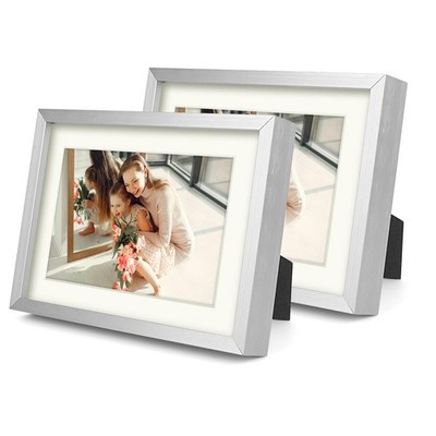 4x6 5x7 Silver Aluminum Metal Photo Picture Frame Glass Front Mat Wall Gallery