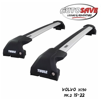 Thule WingBar Edge Silver Aluminium Roof Bars to fit Volvo XC90 Mk.2 15-22 Rails