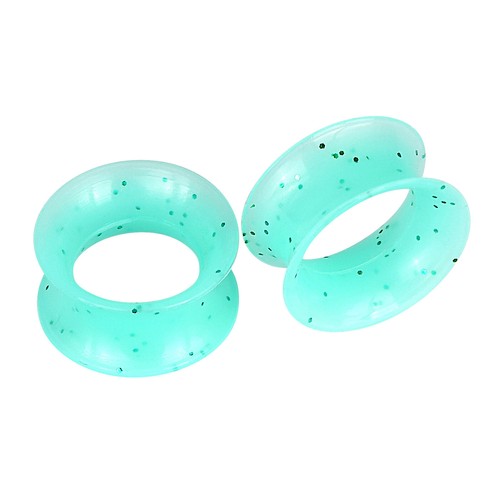PAIR-ULTRA THIN EAR SKINS TUNNELS-Luminous Silicone Ear Gauges-Soft Ear plugs