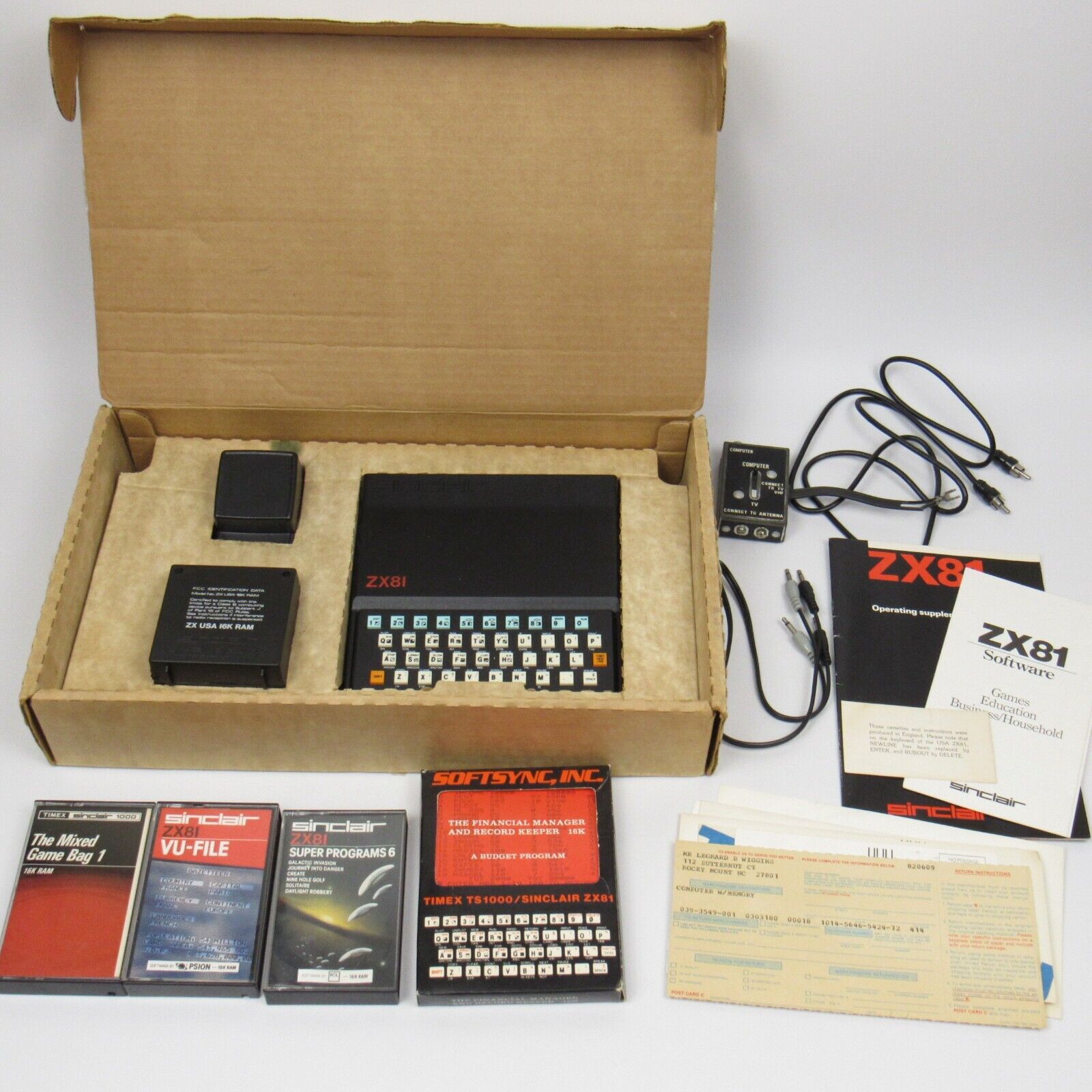 Sinclair ZX81 Computer 16k RAM Block & Timex 1000 Software Sinclair ZX81 Computer 16k RAM Block & Timex 1000 Software