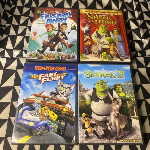 Kids Dvd Lot 4: Shrek 2 Tom And Jerry Flushed Away Shrek The