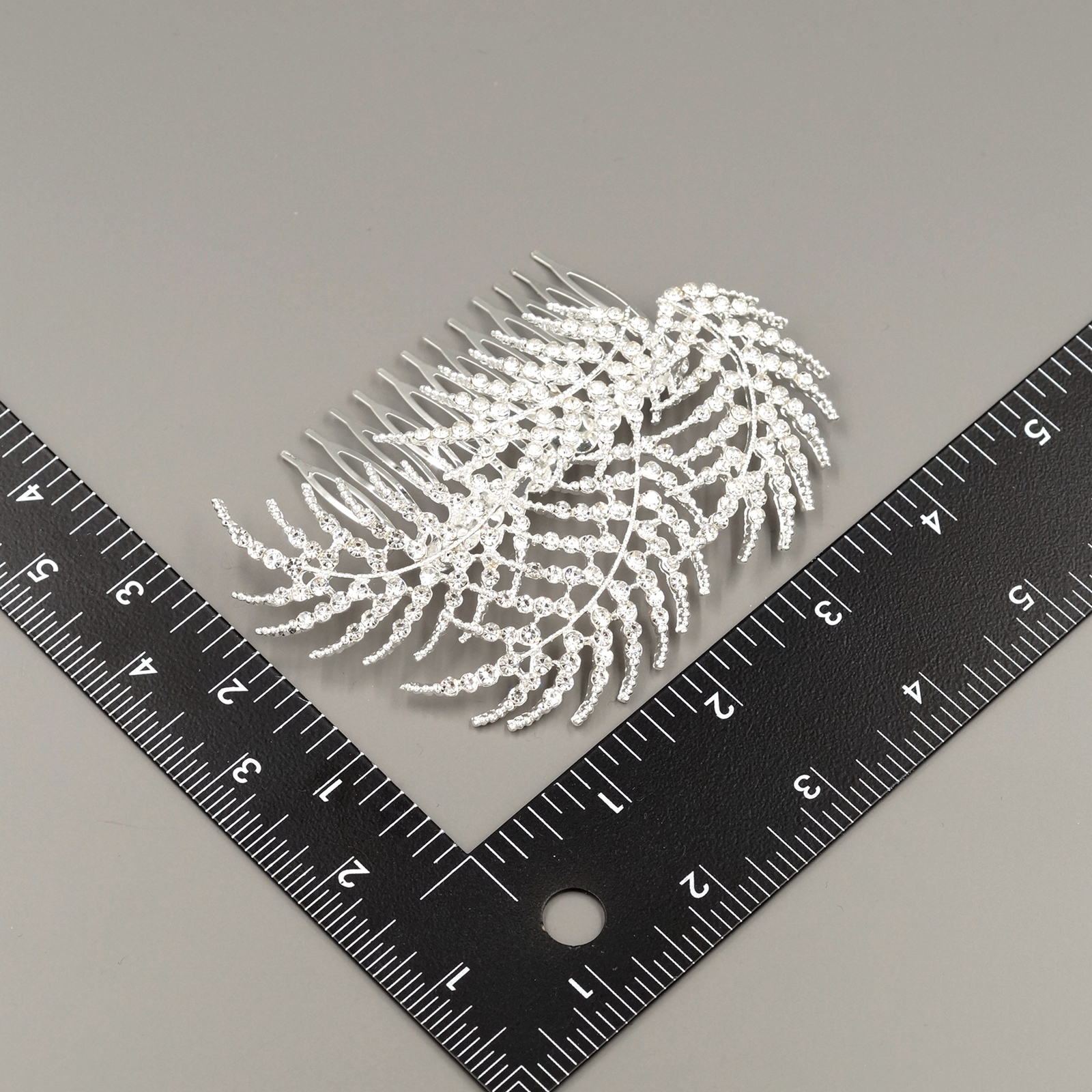 Bridal Hair Comb Silver Clear Crystal Headpiece Wedding Hair Accessories leaf 8