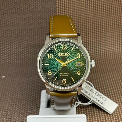Pre-owned Seiko Presage Srpe45j1 Cocktail Mojito Green Automatic Brown Leather Men's Watch