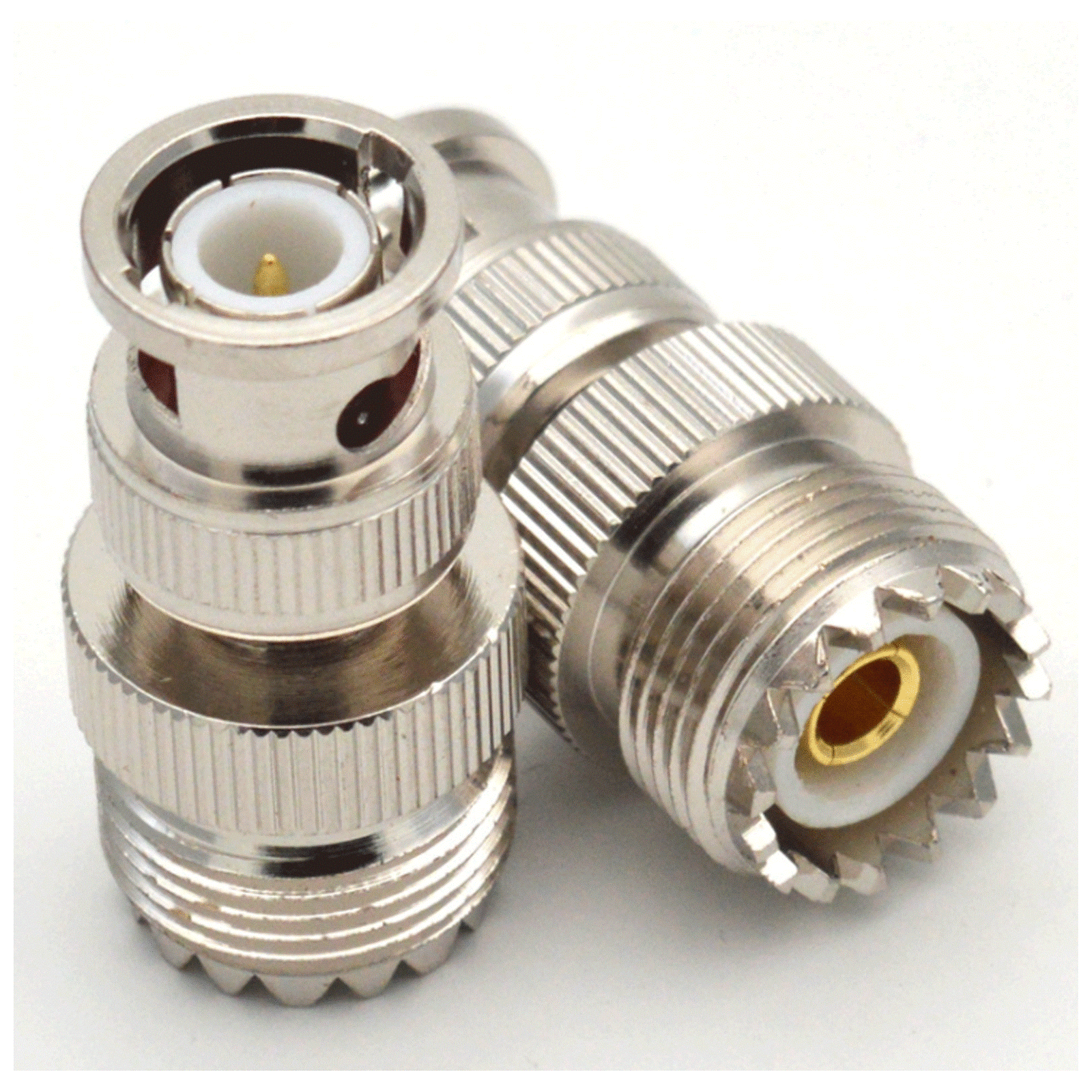 2X BNC Male Plug To UHF PL-259 SO239 Female RF Coaxial Adapter Cable Connector