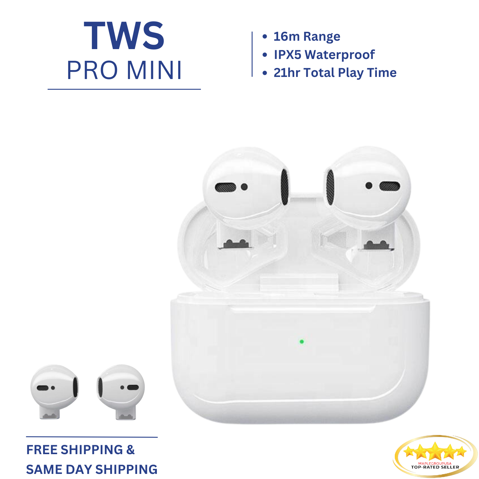 Headset Tws Waterproof New -white