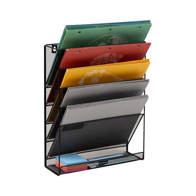 Mind Reader 5-Tier Vertical File Storage, Desktop Organizer, Wall Mount, Office