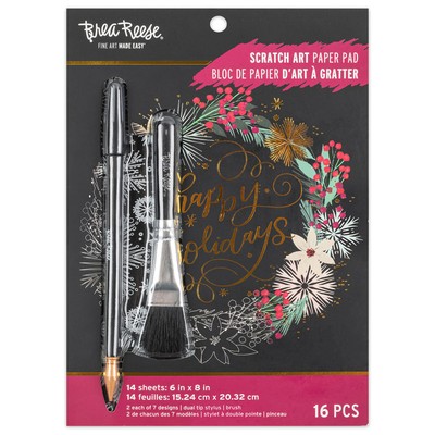 Brea Reese: Scratch Art Paper Pad - Art Deco Holiday - 14 6x8'' Pages