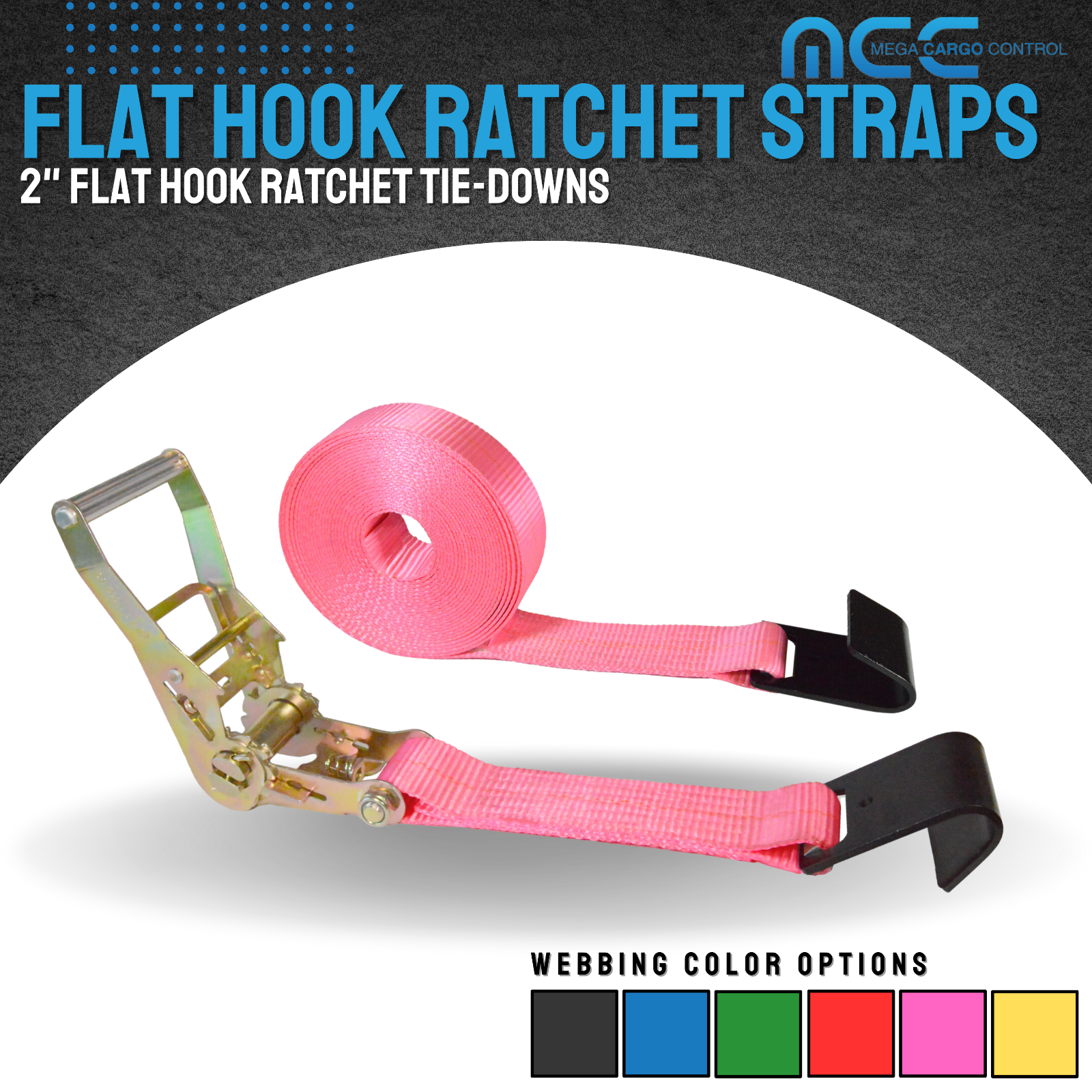 Heavy Duty 2" x 30' Ratchet Strap w/Flat Hook for Flatbed Truck Trailer Tie Down