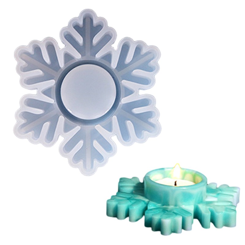Snowflake Candle Holder Silicone Mold Epoxy Resin Casting Candlestick Holder