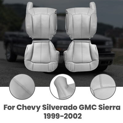 Leather Seat Cover Gray For  Chevy Silverado GMC Sierra 1999-2000 2001-2002