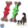 Durable Dog Chew Toys for Large Dogs - Tough Bone-Shaped Dental Chew with TPR Rubber and Wood Fiber, Teething and Aggressive Chewer Toys for Medium/Large Breed, Long-Lasting Teeth Cleaning 2 Pack Set