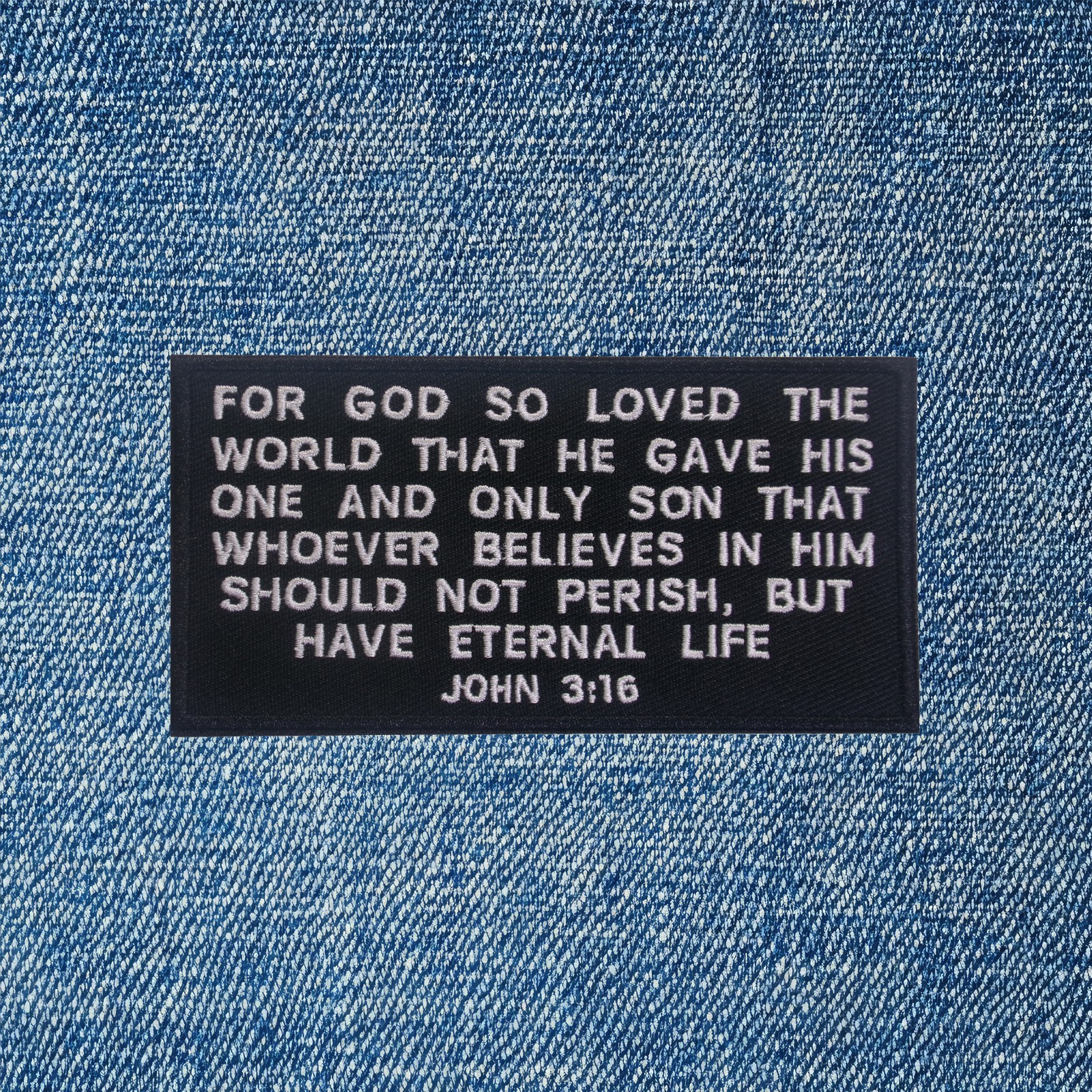 John 3:16 Bible Verse Patch Iron-On Sew-On Christian Faith Embroidered Applique