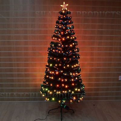 7ft Pre Lit LED Fibre Optic Christmas Tree 18 Digital Effects Xmas Holiday d�cor