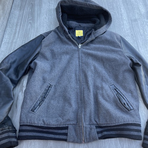 Prince & Fox Mens Jacket Medium Black and Gray Varsity