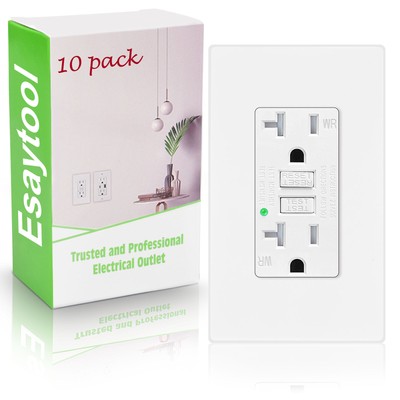 10 PK Self Test GFCI GFI Outlet Receptacle TR WR Ground Fault Circuit Interrupt