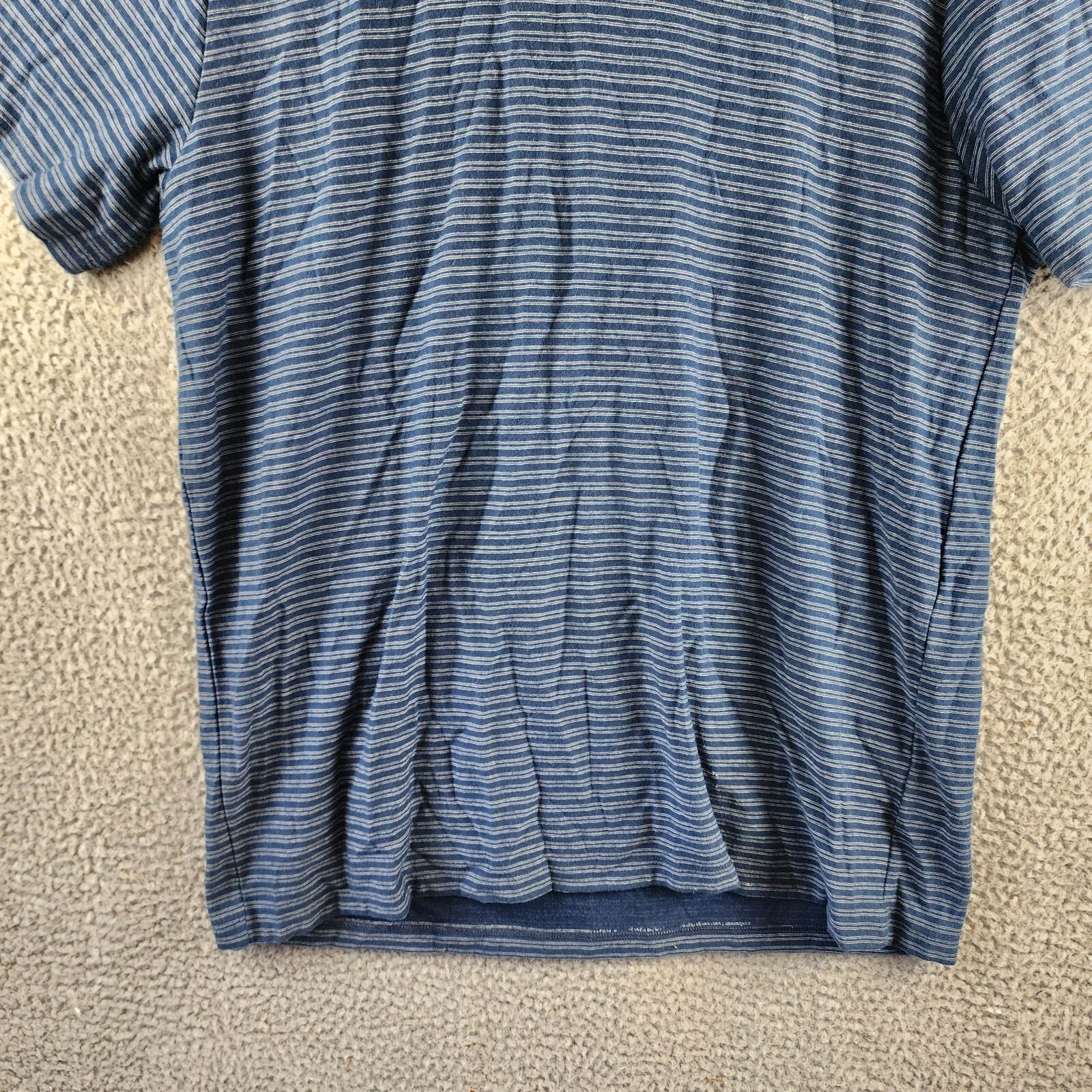 Vince Plaited Stripe Pima Cotton Crew Neck T-Shirt Men's XL Navy Short Sleeve - Picture 3 of 14