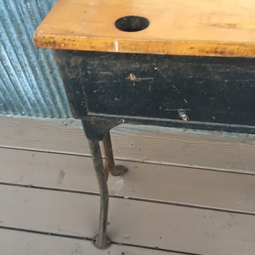 Vintage School Desk Child Adjustable Height  Metal Legs #2