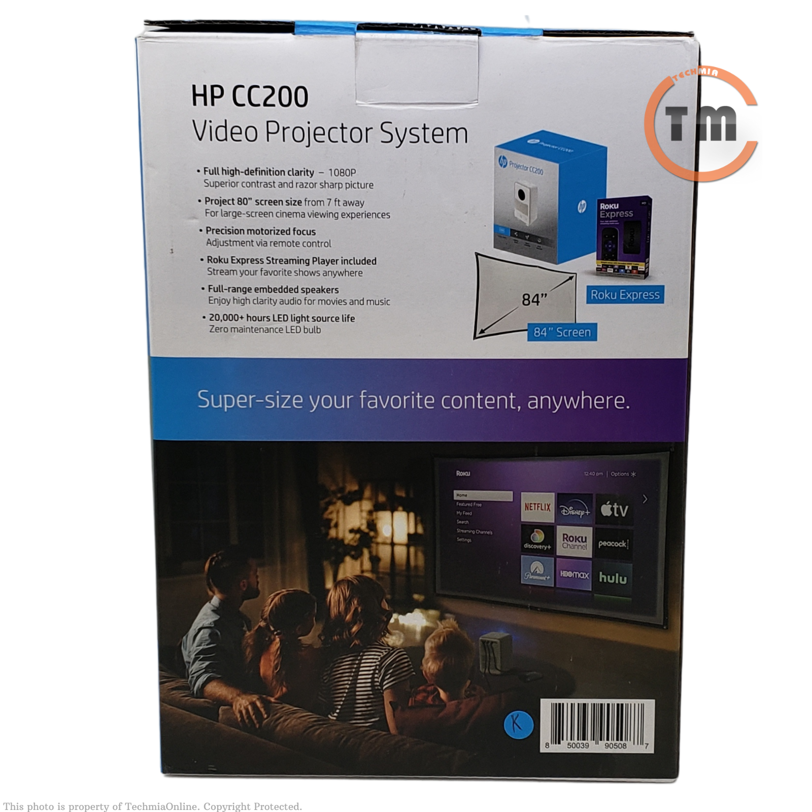 HP CC200 Projector 1080p with ROKU Express Streaming Player & 84" Screen - [LN]™