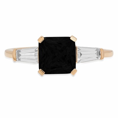 Pre-owned Pucci 1.62 Emerald 3 Stone Natural Onyx Modern Statement Ring Solid 14k Yellow Gold In D