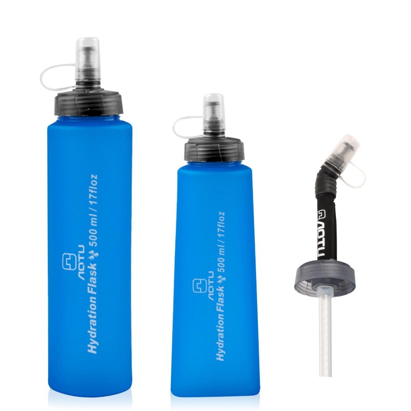 500ml Sport Soft Water Bottle Folding Flask BPA Free TPU for Running,Hikindswr