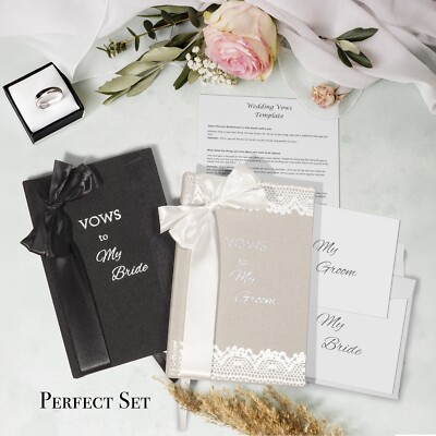 Elegant Vow Books, Wedding Vows Book Keepsake Set For Bride And Groom
