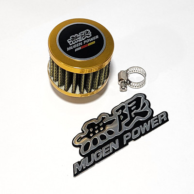 GOLD 12MM MINI AIR OIL BREATHER FILTER FOR SI CIVIC D16Z6 D16Y8 MUGEN POWER 3