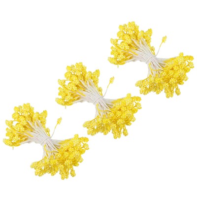 270 Pcs 5mm Double Heads Flower Stamen Artificial Lavender Flower Pistil Yellow