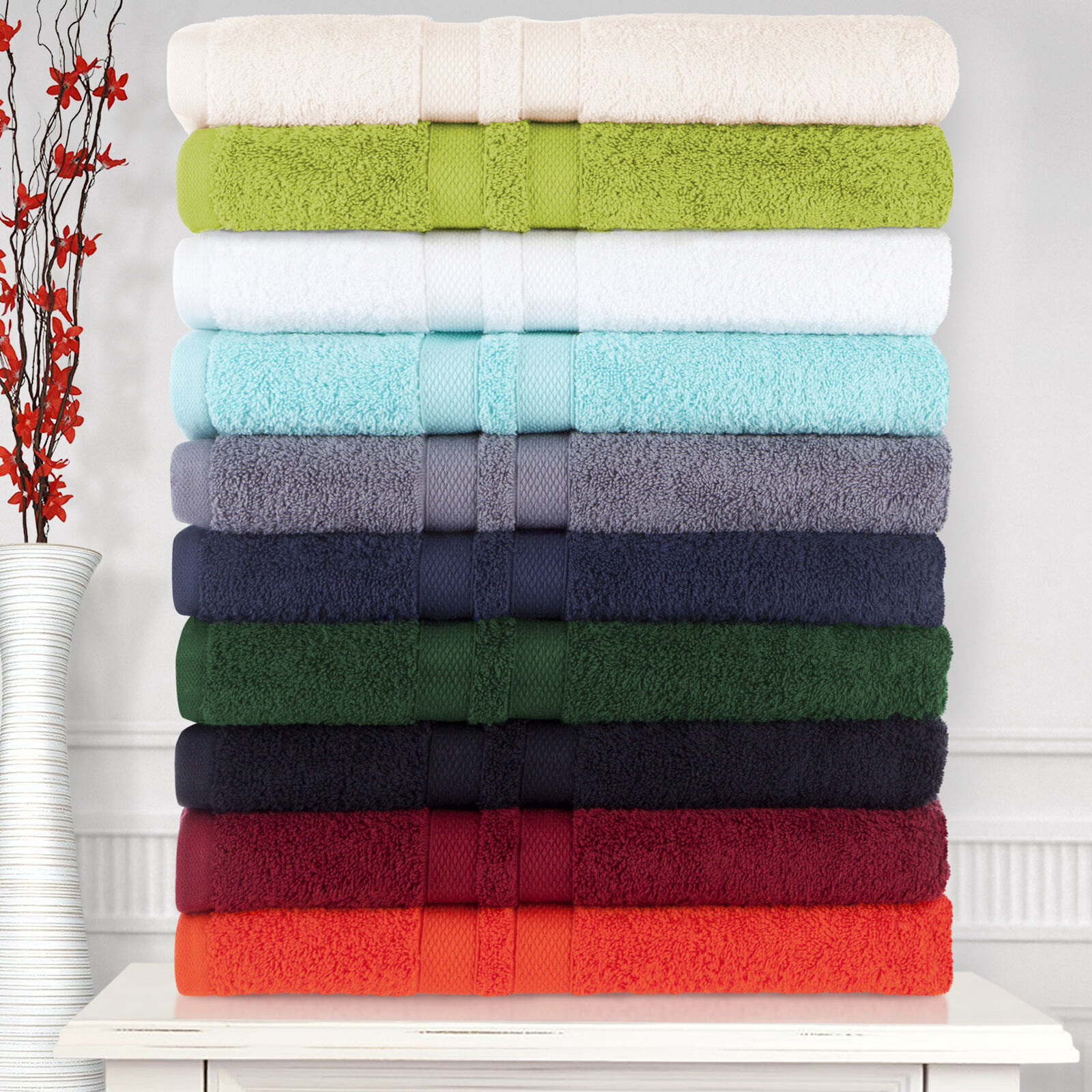 6 Piece Cotton Towel Set Ultra Soft Absorbent Quick Drying Solid Assorted Towel