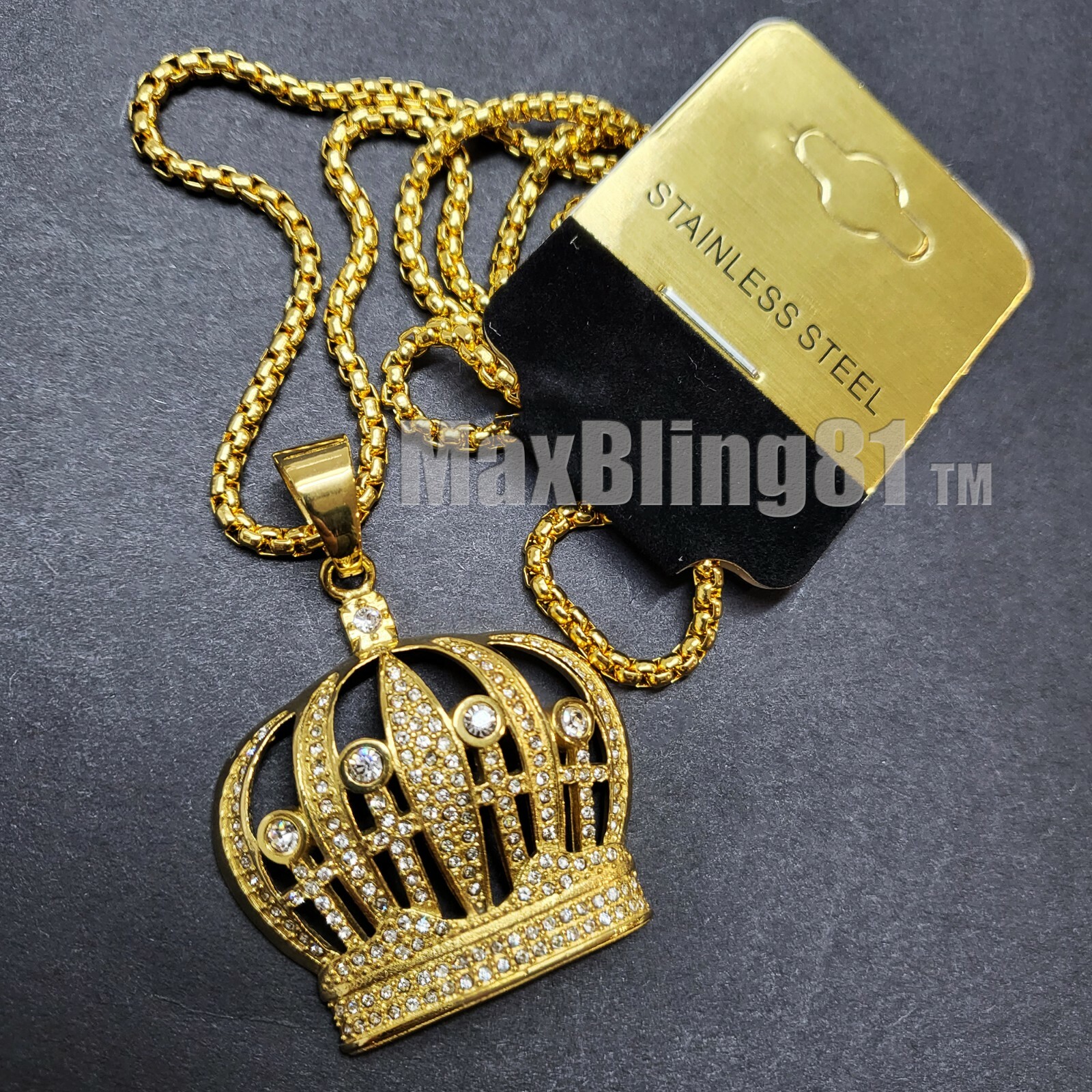 ミュージシャン CROWN NECKLACE GOLD Hip Hop Gold KING CROWN Pendant & 18