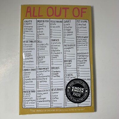 New! Knock Knock All Out Of Note Pad (Hand-Lettered) From Urban Outfitters Food