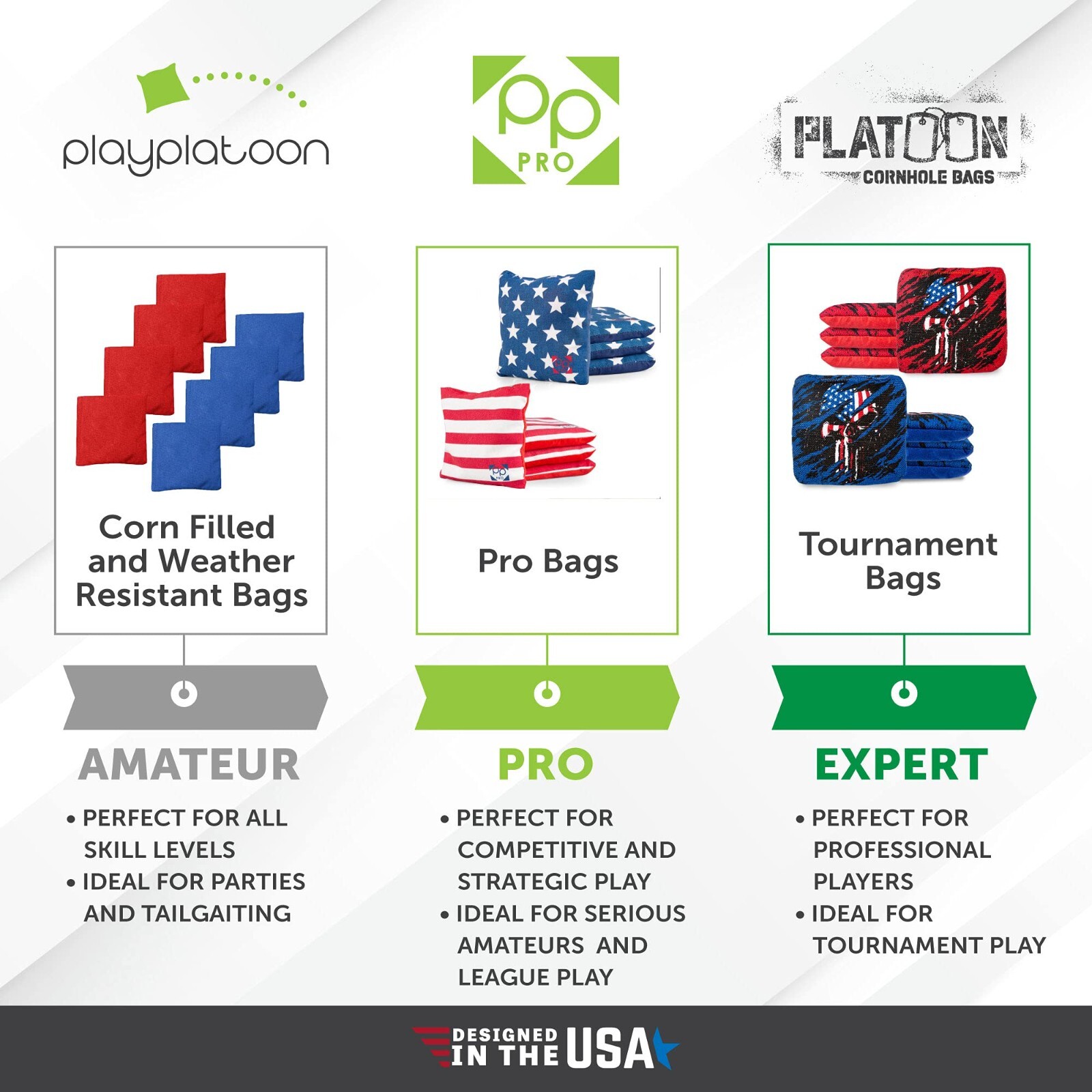 Play Platoon Premium Weather Resistant Duck Cloth Cornhole Bags - Set of 8 Bean