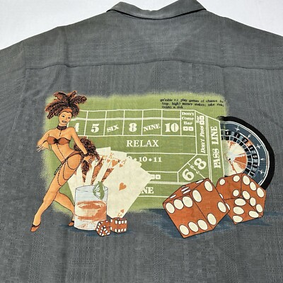 Tommy Bahama 100% Silk Shirt Size Men's M Gambling Dice Roulette Craps Table