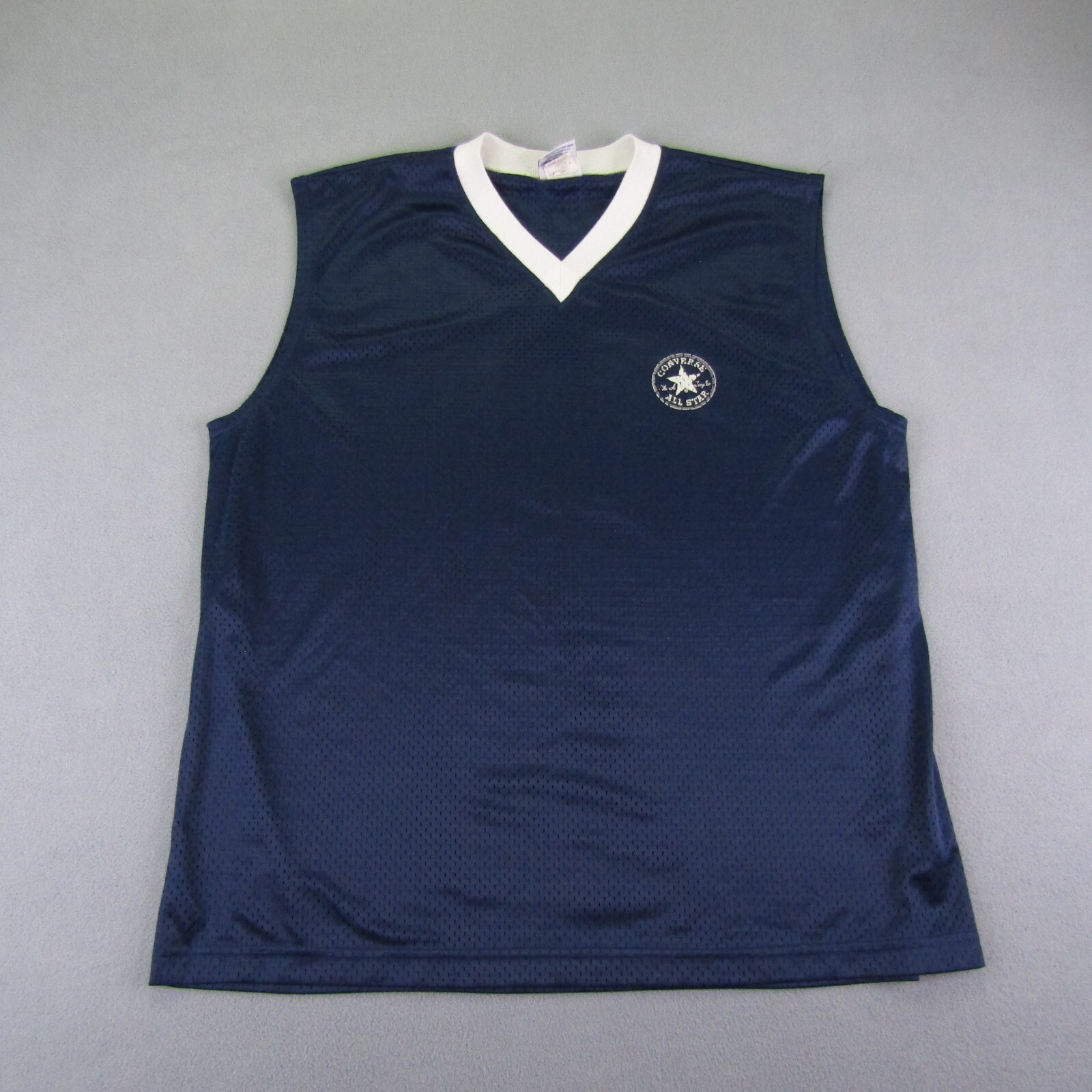 Vintage Converse Shirt Mens Large Blue White V Neck