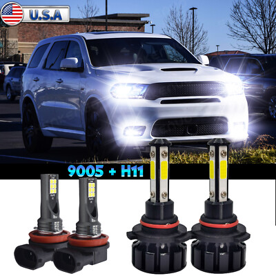 For DODGE Durango 2016-2019 - 4x 6000K LED Headlight + Fog Light Bulbs Combo Kit