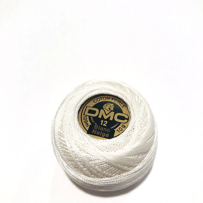DMC Coton Perle Thread Size 12 Blanc White Cotton Needlepoint Craft 10 g France